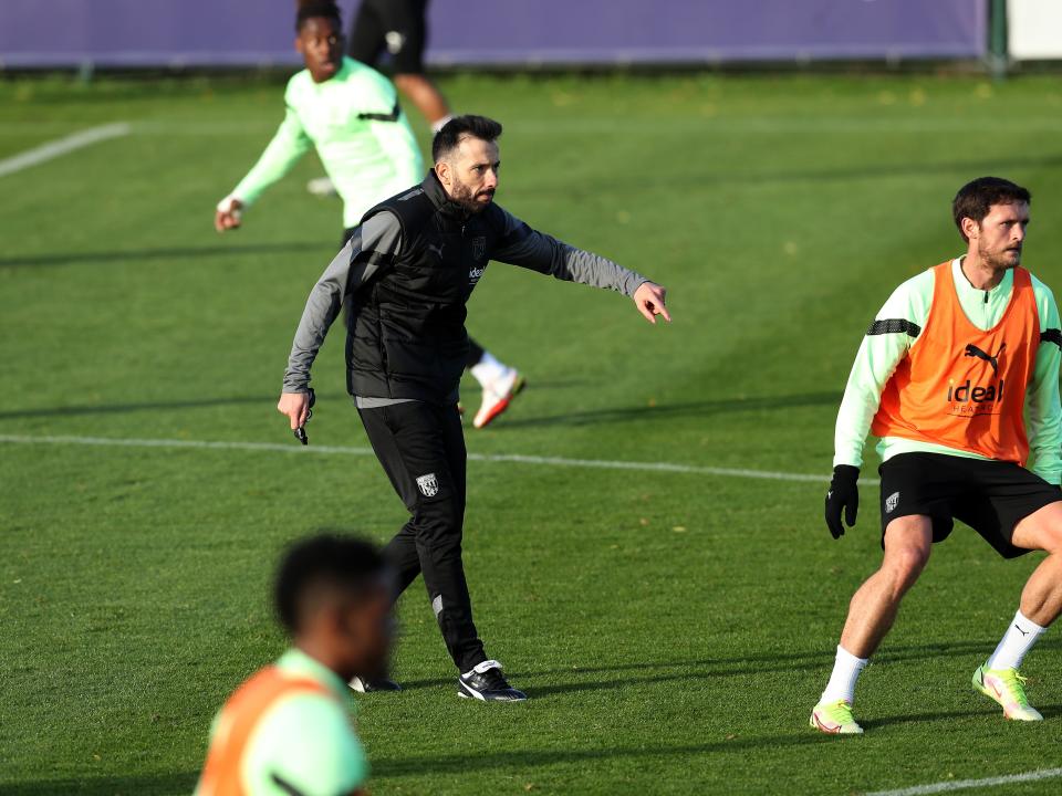 Carlos Corberán takes his first training session as Albion boss.
