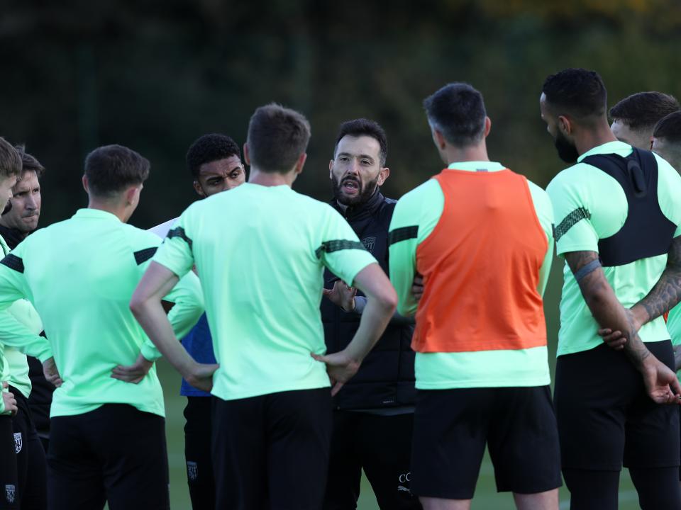 Carlos Corberán takes his first training session as Albion boss.