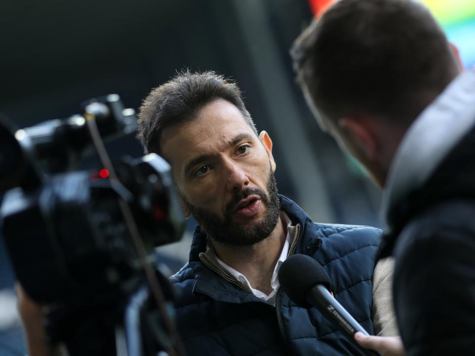 Carlos Corberán is interviewed following defeat to Sheffield United