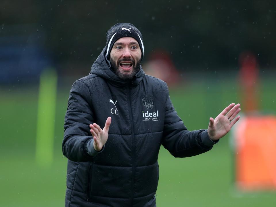 Carlos Corberán during Albion training.