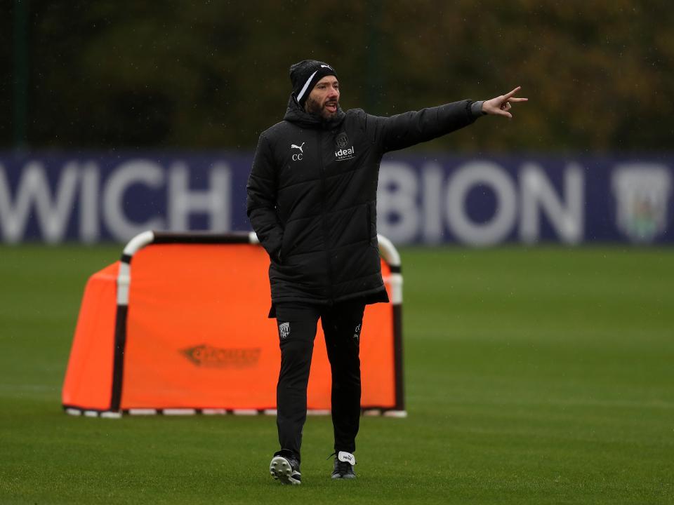 Carlos Corberán during Albion training.