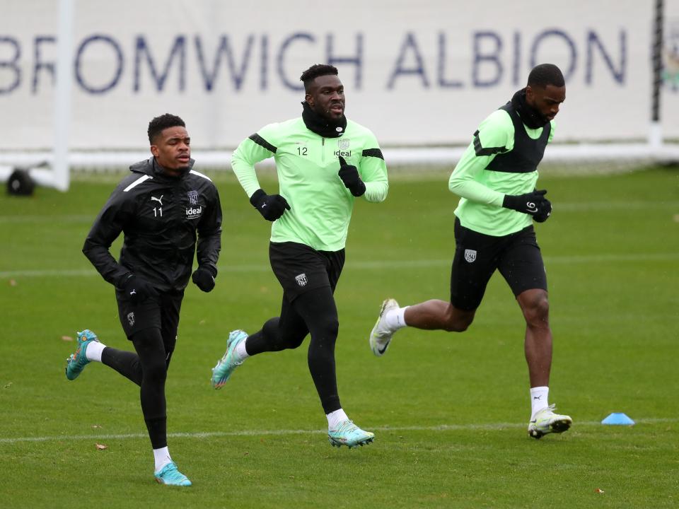 Daryl Dike, Grady Diangana and Semi Ajayi in Albion training.