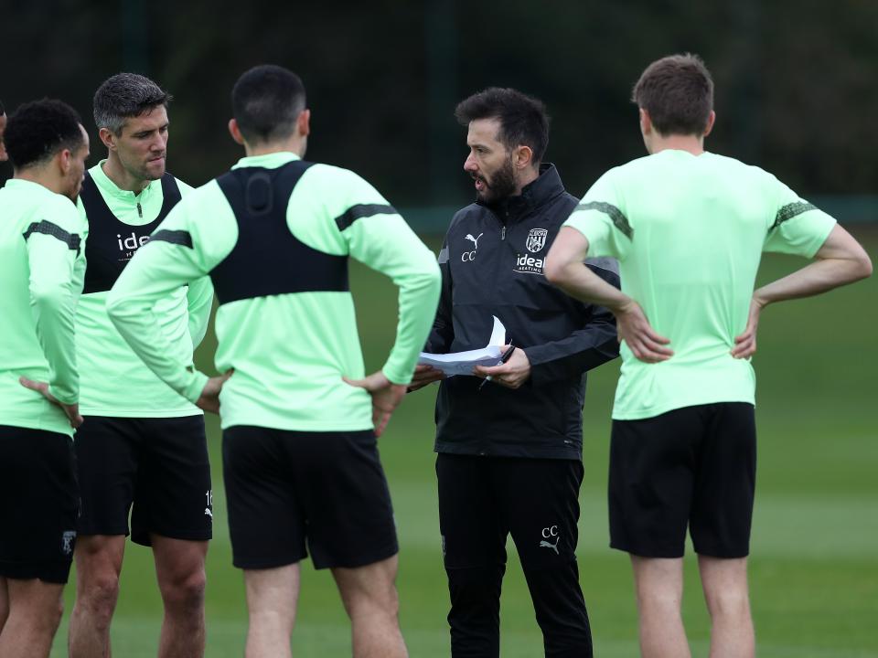 Carlos Corberán during training ahead of the clash with Stoke City.