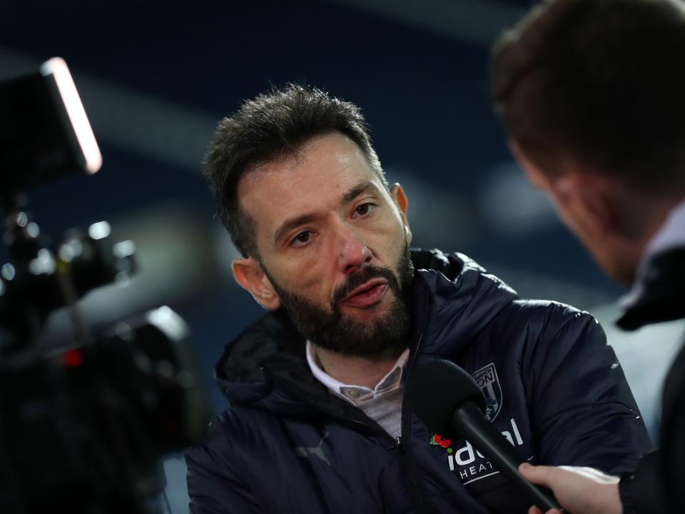 Carlos Corberán is interviewed following his side's 1-0 win against Blackpool