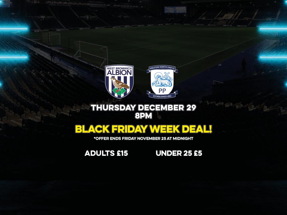 A graphic displaying the Black Friday offer for December's game against Preston North End