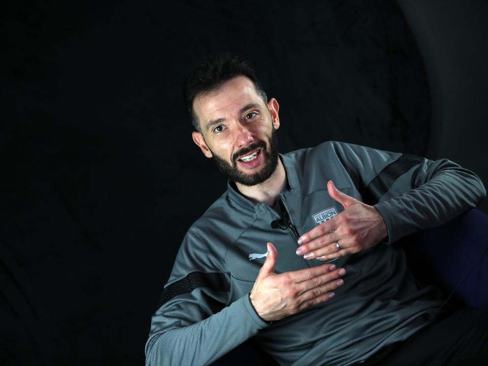 An image of Carlos Corberan talking to WBA TV