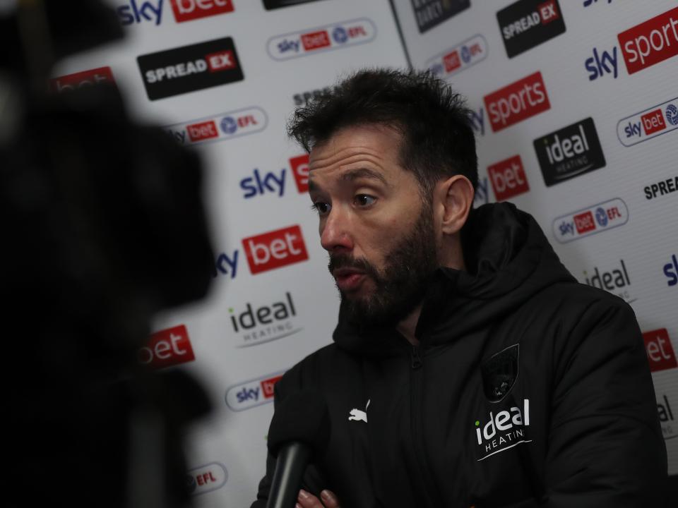 Carlos Corberán is interviewed after Albion's win over Rotherham