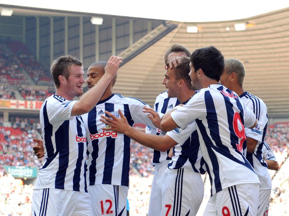 Albion players celebrate scoring at Sunderland
