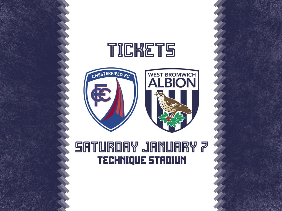 A ticket graphic displaying Albion's badge alongside Chesterfield's badge