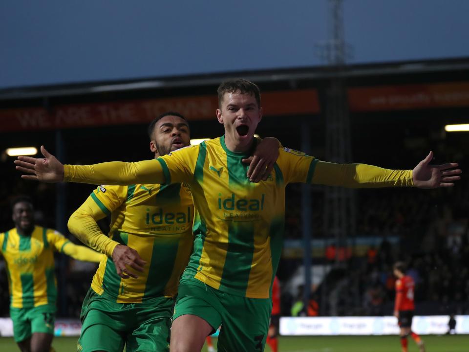 Conor Townsend celebrates scoring at Luton Town