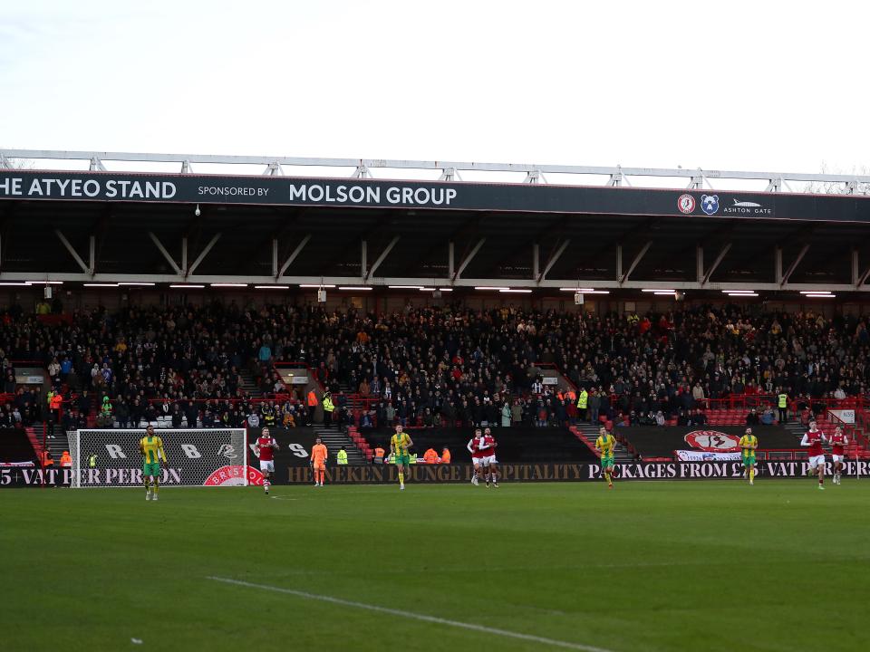 Albion fans in the away end at Ashton Gate