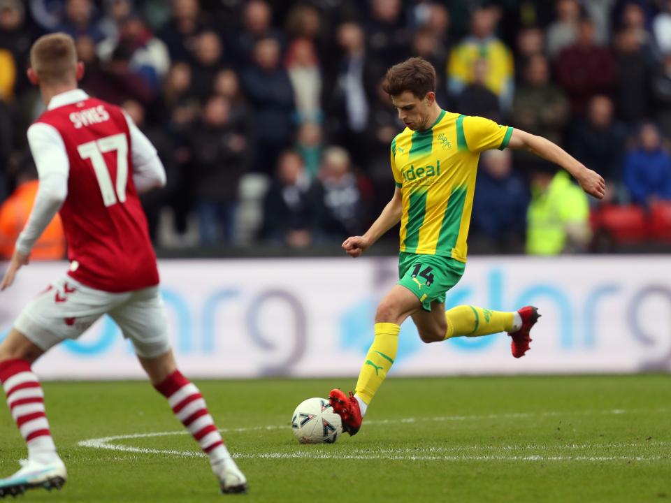 An image of Jayson Molumby on the ball against Bristol City