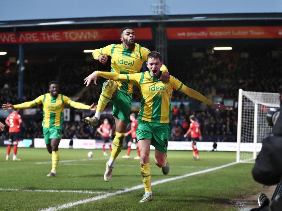 Conor Townsend celebrates scoring at Luton