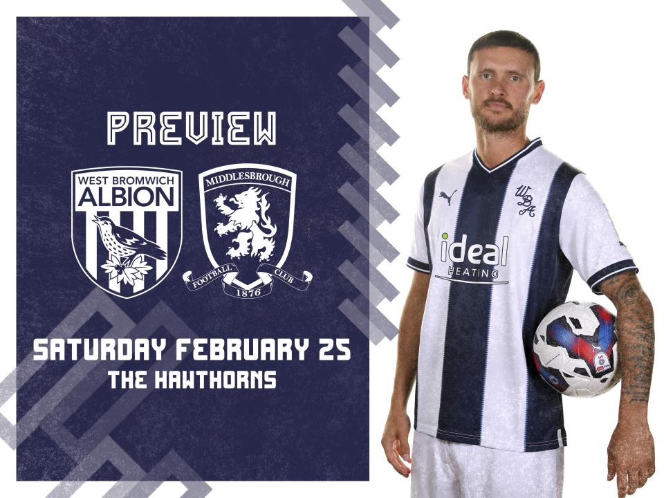 WBA and Middlesbrough badges next to an image of John Swift