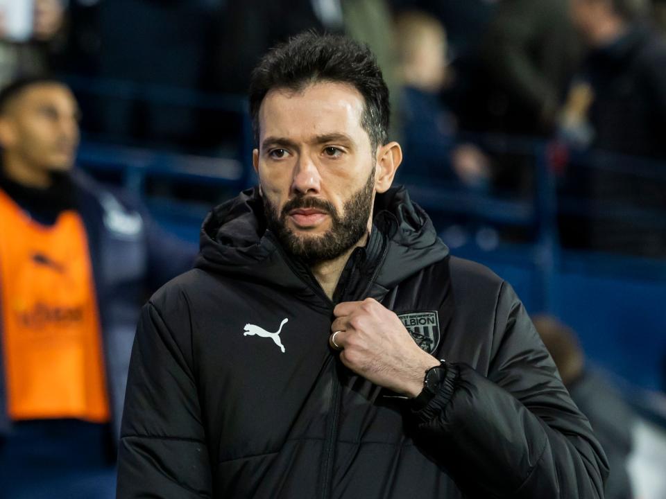 Carlos Corberán on the touchline at The Hawthorns
