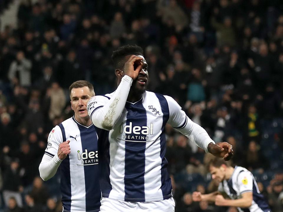 An image of Daryl Dike celebrating his goal against Wigan