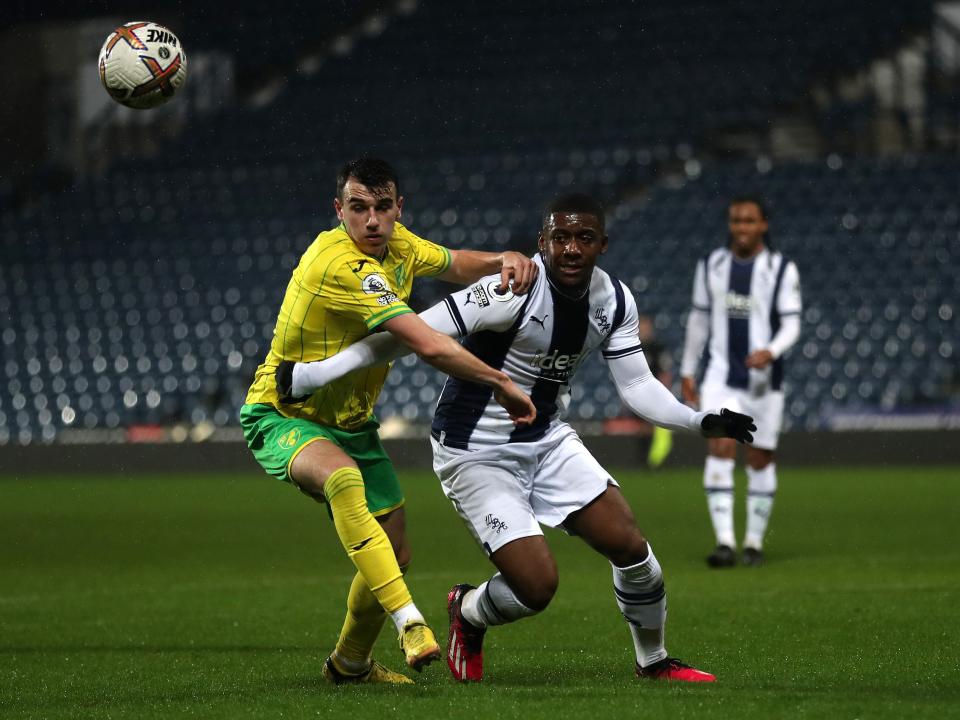 An image of Jovan Malcolm playing against Norwich's PL2 side