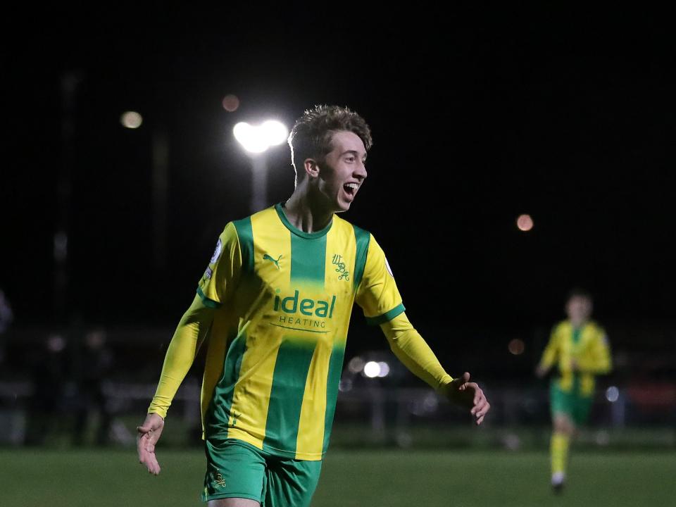 Harry Whitwell celebrates scoring a goal