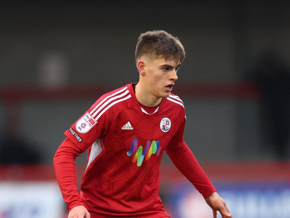 Tom Fellows in action for Crawley Town.