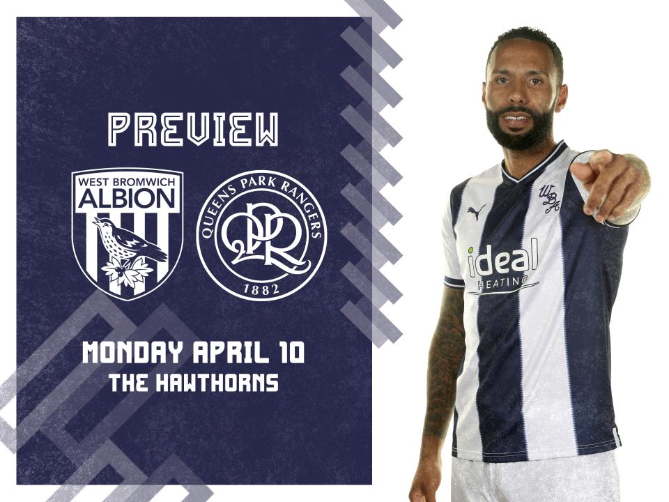 WBA and QPR badges next to an image of Kyle Bartley pointing 