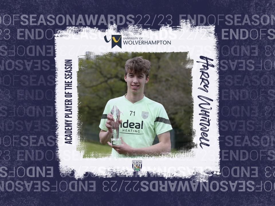 Harry Whitwell with the Academy Player of the Season award