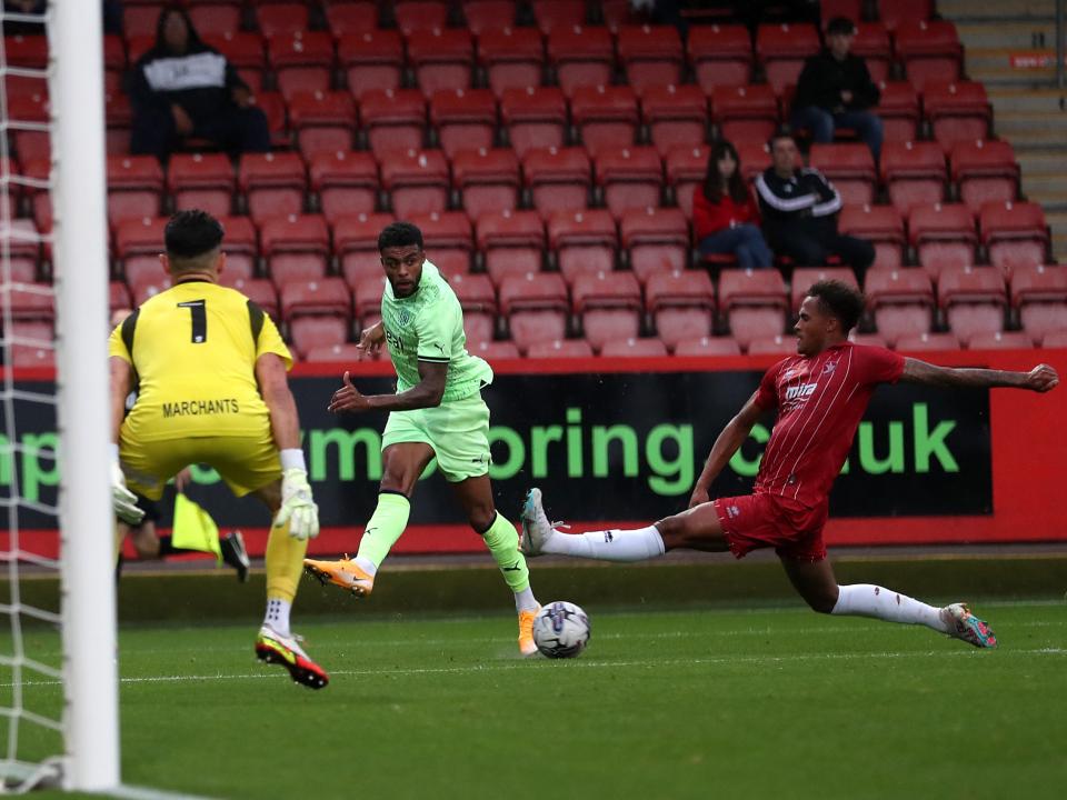 An image of Darnell Furlong in action against Cheltenham