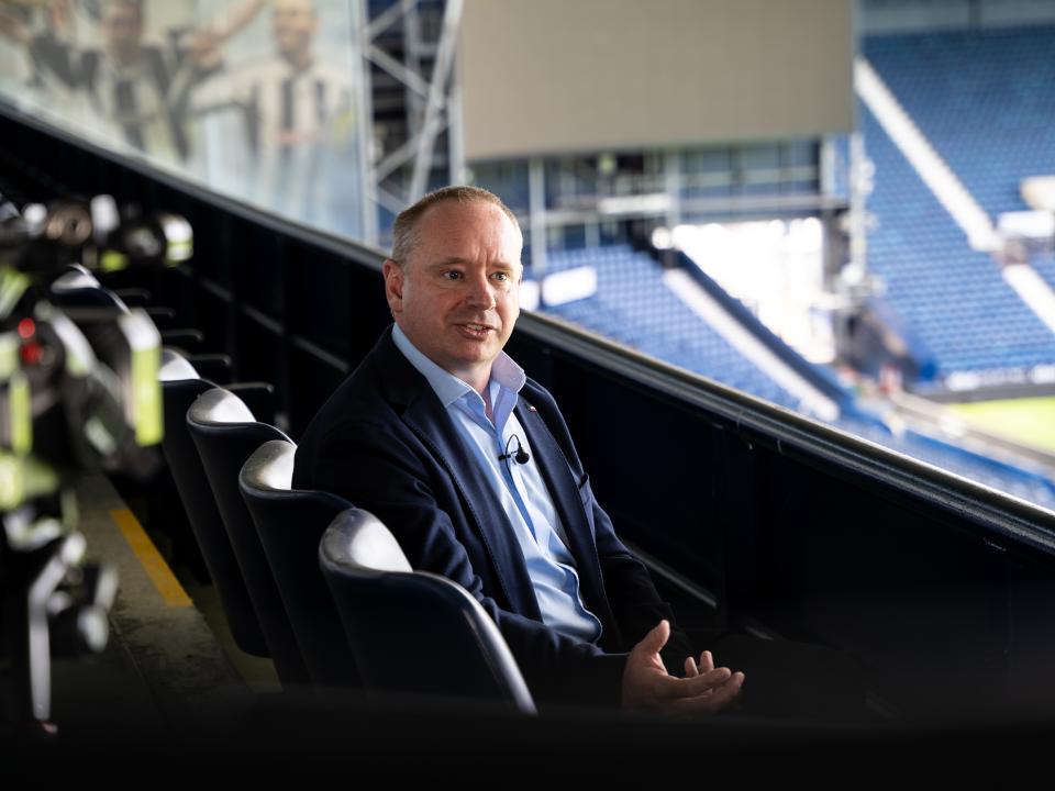 Mark Miles is interviewed at The Hawthorns by WBA TV