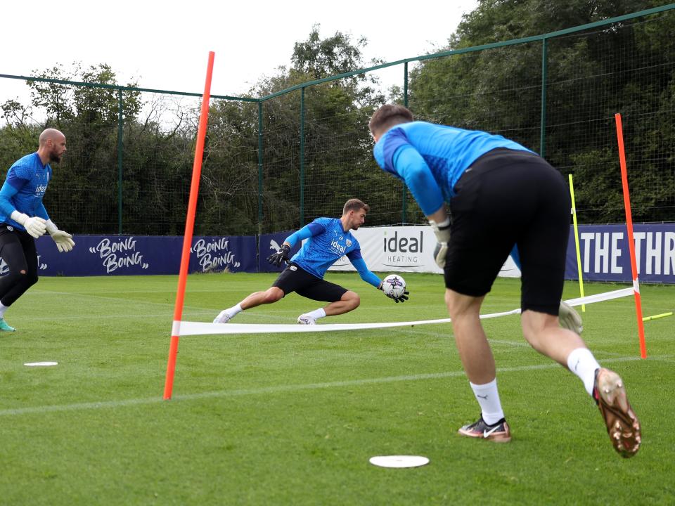 Albion goalkeepers in training ahead of the Blackburn game