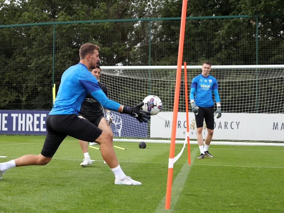 Albion goalkeepers in training ahead of the Blackburn game