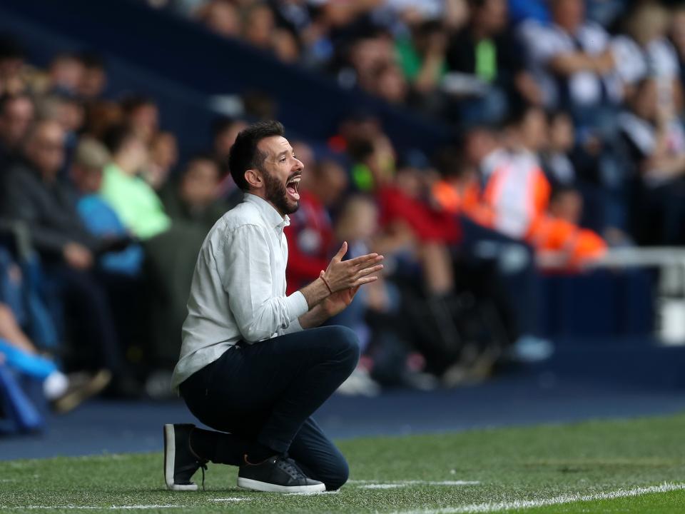Carlos Corberán on the sidelines against Swansea