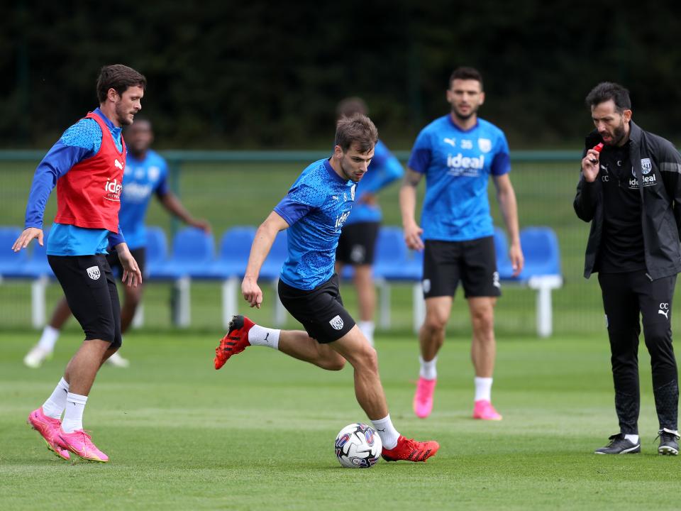 Jayson Molumby on the ball in training 