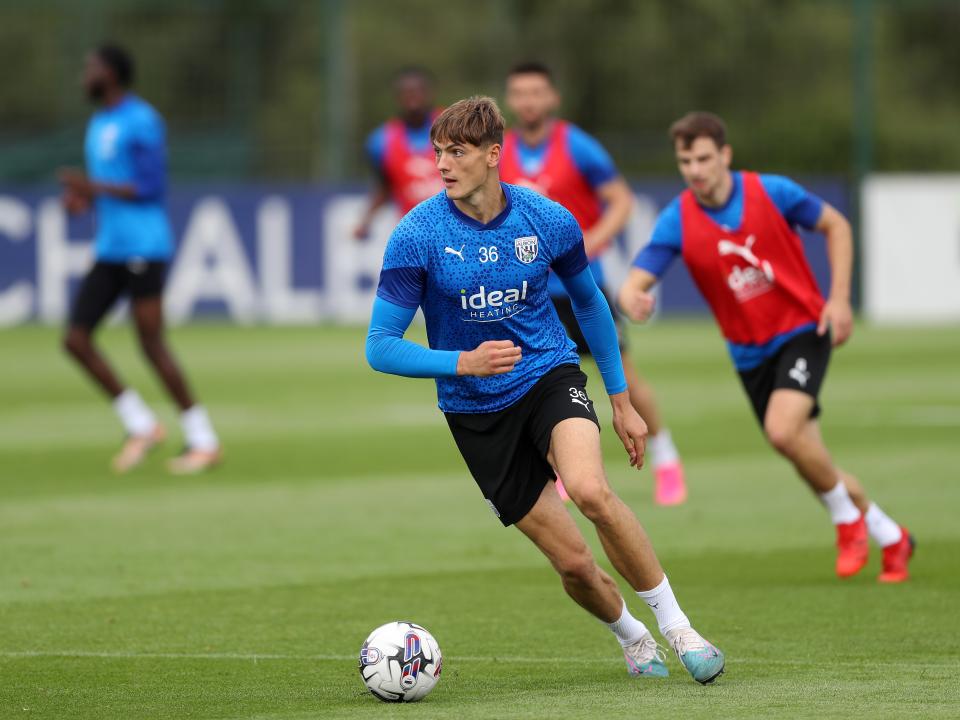 Caleb Taylor on the ball in training