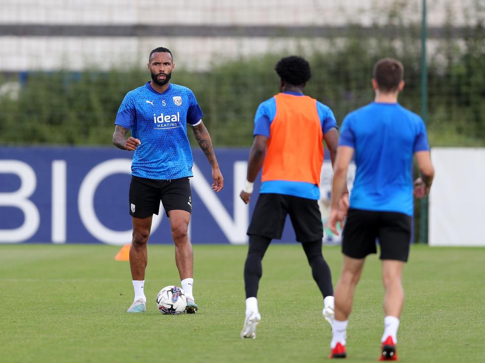 Kyle Bartley on the ball in training 