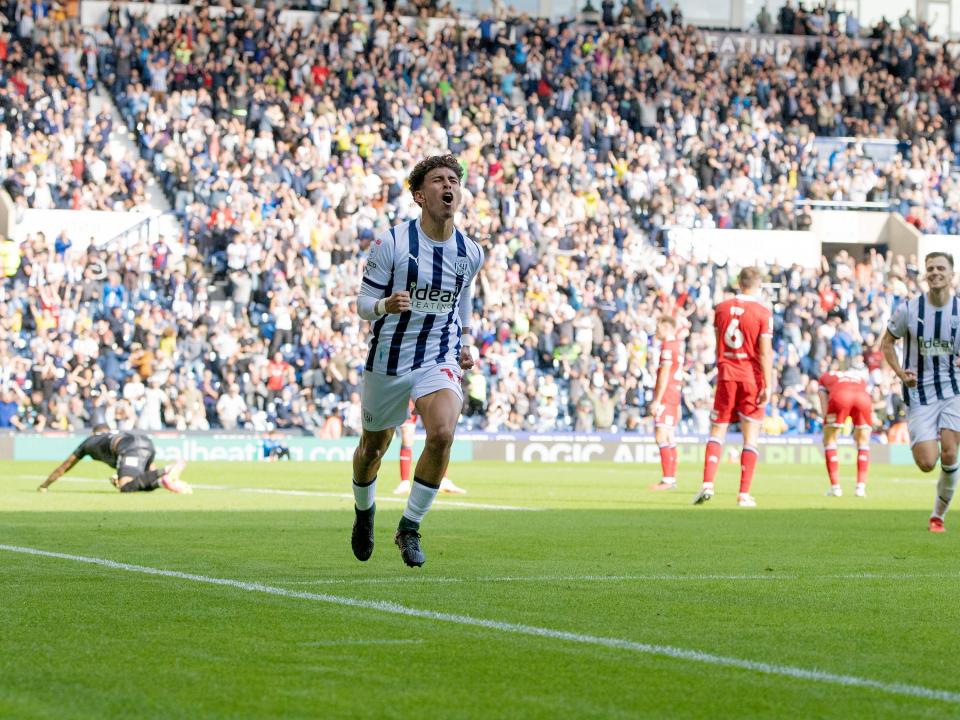 Jeremy Sarmiento celebrates his goal against Middlesbrough