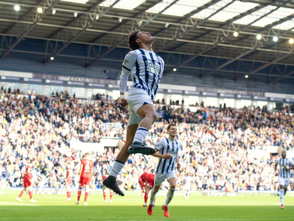 Jeremy Sarmiento celebrates his goal against Middlesbrough