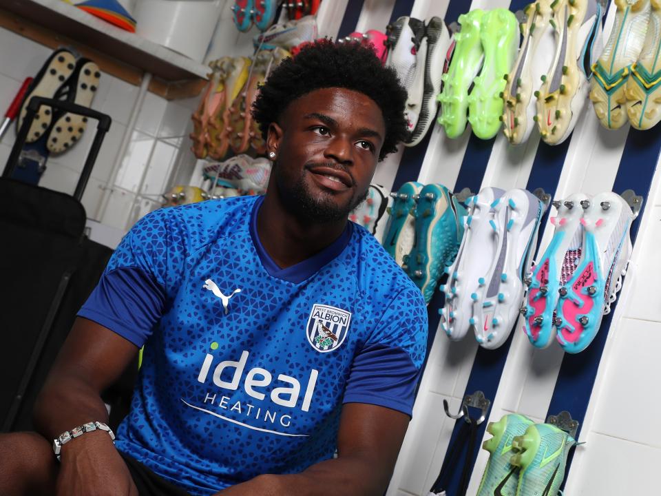 Josh Maja in the Albion boot room