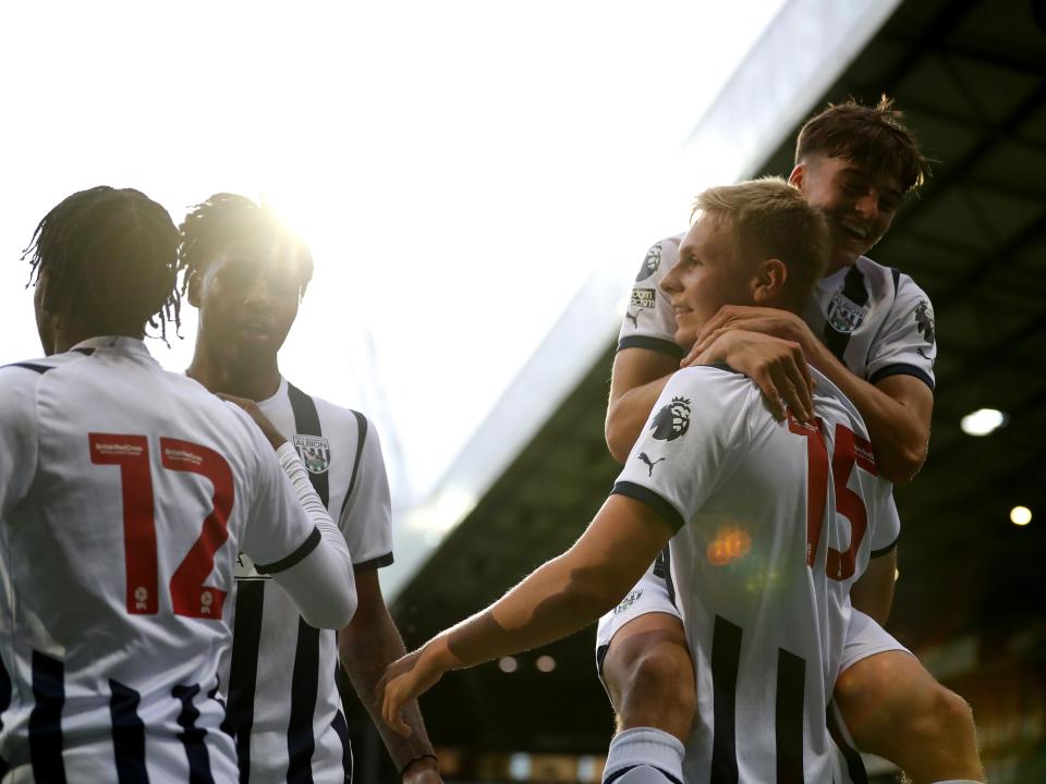 Layton Love celebrates scoring against Blackburn's PL2 side