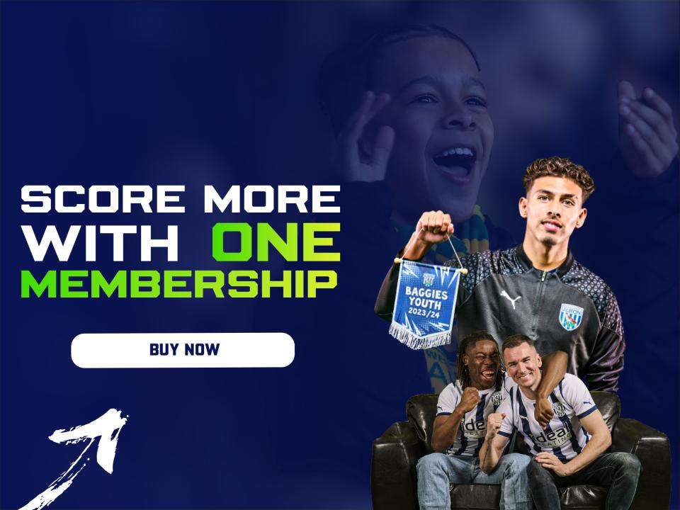 Albion's B71 Club graphic with images of Brandon Thomas-Asante and Jed Wallace sat down and Jeremy Sarmiento stood up behind holding a pendant 