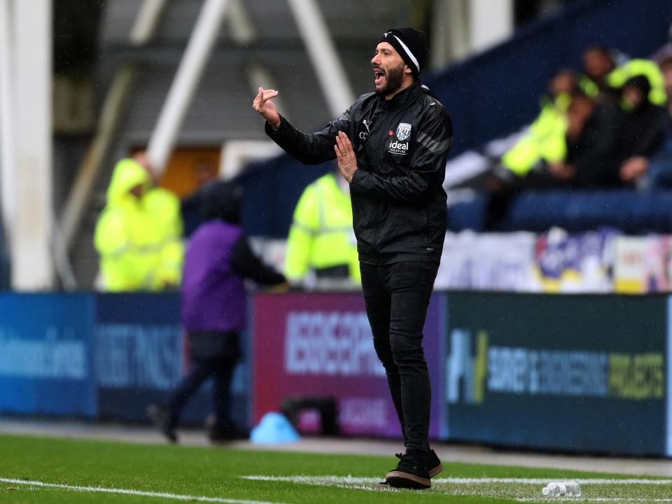 Carlos Corberán on the touchline against Preston