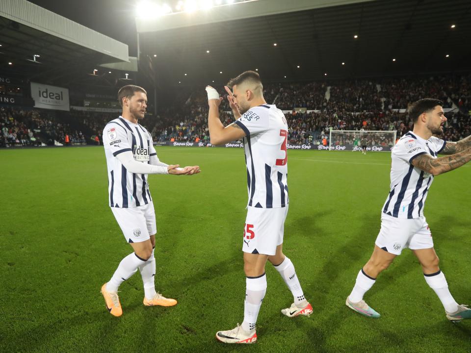 Albion players warming up before kick-off