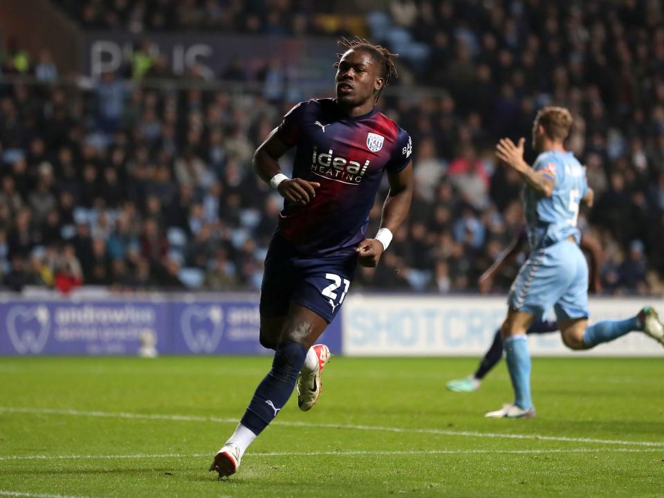 Brandon Thomas-Asante celebrates scoring against Coventry City