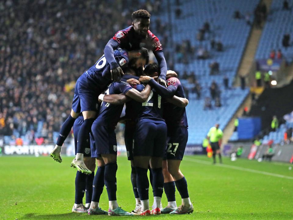 Brandon Thomas-Asante celebrates scoring against Coventry City with his team-mates
