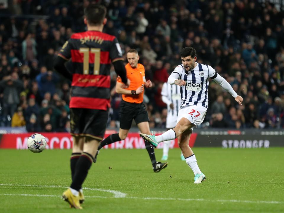 Alex Mowatt strikes at goal 