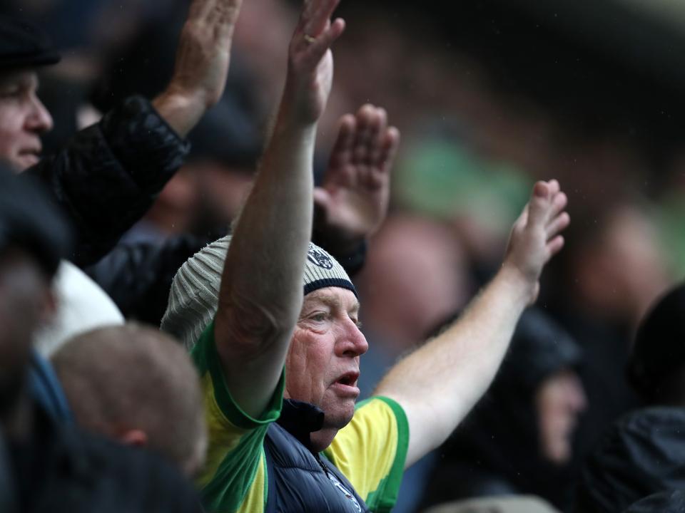 A male Albion fan in the away end at Preston