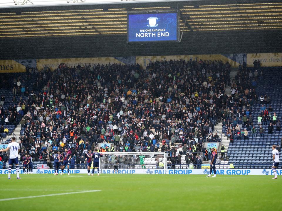 General view of Albion fans at Preston