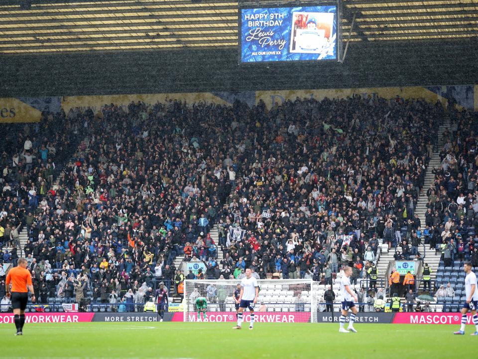General view of Albion fans at Preston