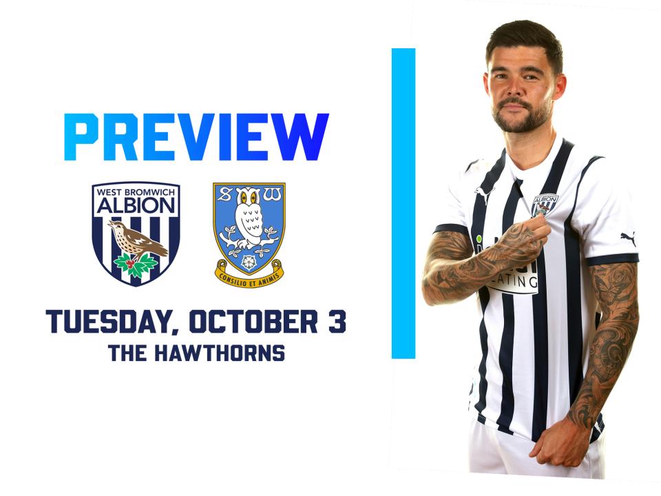 WBA and Sheffield Wednesday badges with an image of Alex Mowatt in the home kit