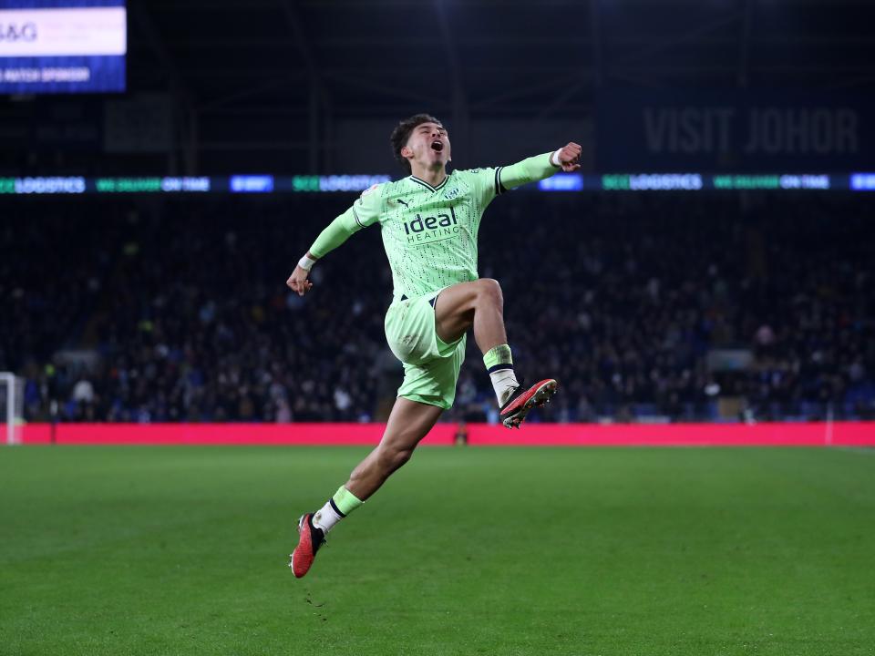 Jeremy Sarmiento celebrates scoring against Cardiff 