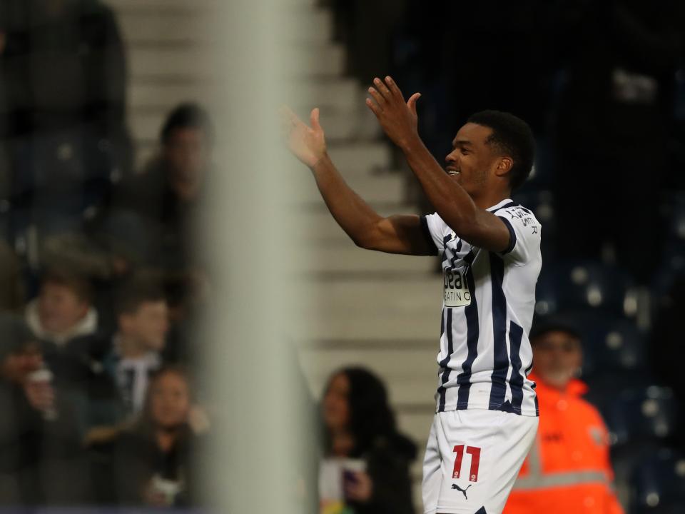 Grady Diangana celebrates scoring against Ipswich