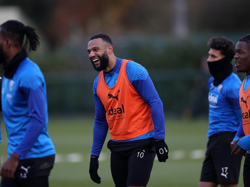 Matty Phillips laughing in training 